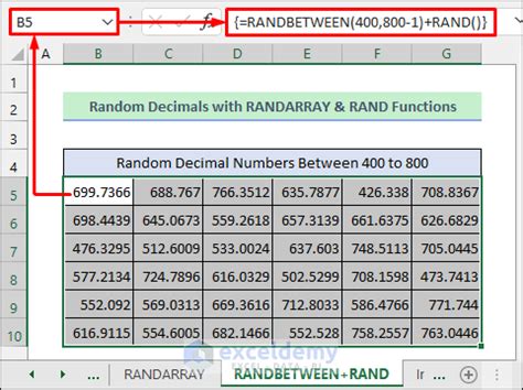 how to randbetween with decimals